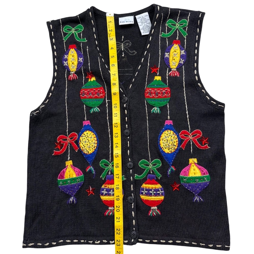 Vintage Bobby Brooks Christmas Sweater Vest Womens L Beaded 90s - Picture 5 of 8